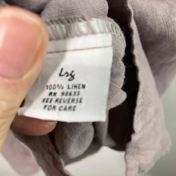 Womens Kleen Flaxseed Linen Asymmetrical Top Applique Flower L Brown NWT - Picture 9 of 10